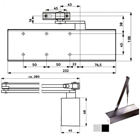 Chiudiporta Aerodinamico Argento Ts 72 Bca Dorma