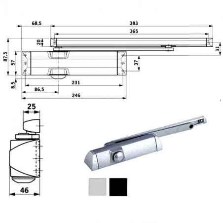 Chiudiporta Aerodinamico Argento Ts 90 Dorma