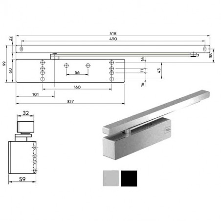 Chiudiporta Aerodinamico Argento Ts 98 Xea Dorma