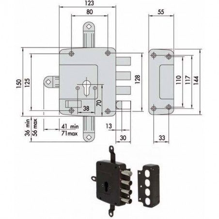 Serratura Sicurezza Quintupl.Dx 56172-60-1 Cisa