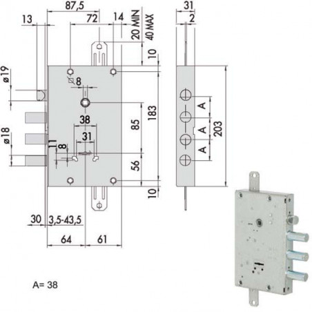 Serratura Sicurezza Triplice 00Pg 57516-58-0 Cisa