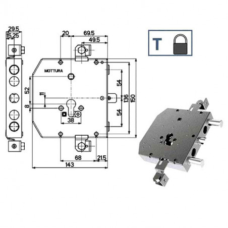 Serratura Sic.Triplice 89E30 Mottura