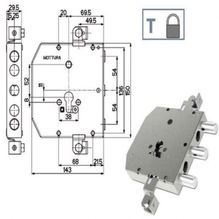 Serratura Sic.Triplice 89E30 Mottura