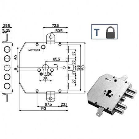 Serratura Sic.Triplice 89E31 Mottura