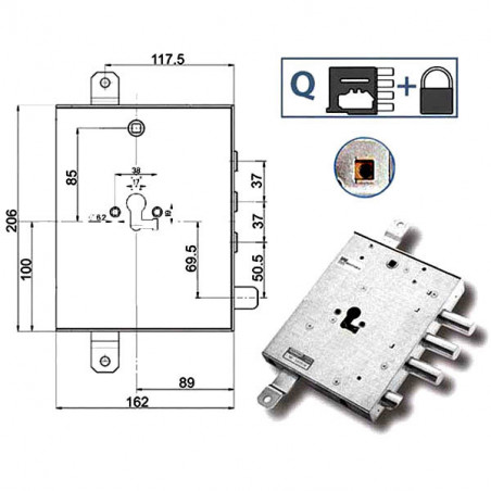 Serratura Sic.Triplice Sx 89857 Mottura