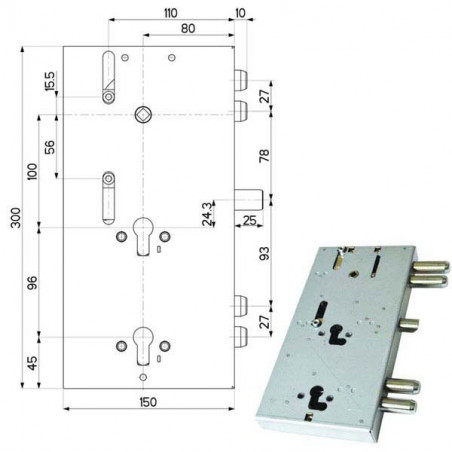 Serratura Sic.Triplice Dx 89F31 Mottura
