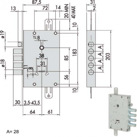Serratura Sicurezza Triplice 57665-28-a Cisa