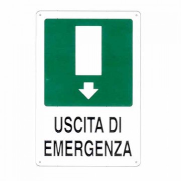 Cartello Uscita Emergenza Giu' 20X 30 Alluminio