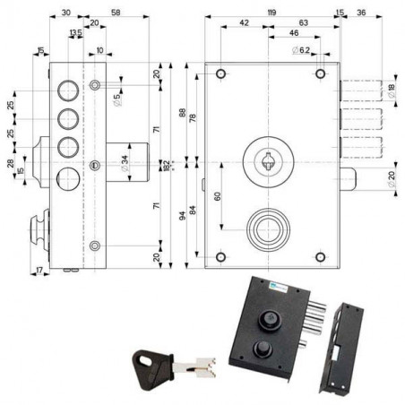 Serratura Sic.Semplice Sx Pompa 30010 Mottura