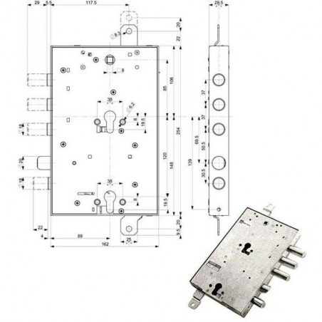 Serratura Sic.Triplice Sx 89859 Mottura