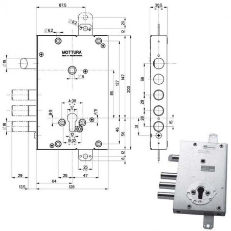 Serratura Sic.Triplice Dx 89451 Mottura