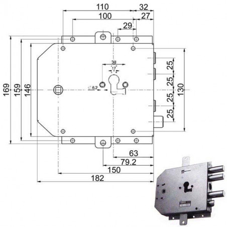 Serratura Sic.Triplice Sx 89855 Mottura