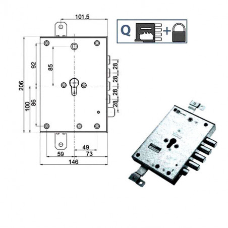 Serratura Sic.Triplice Sx 89371 Mottura