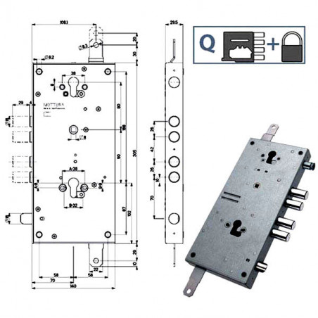 Serratura Sic.Triplice 898T1 Mottura