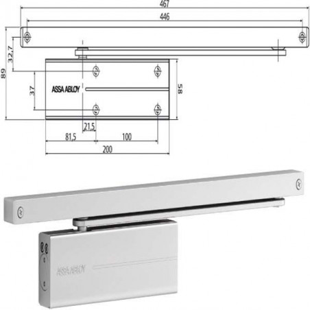 Chiudiporta Aerodinamico Nero Dc175 Assa Abloy