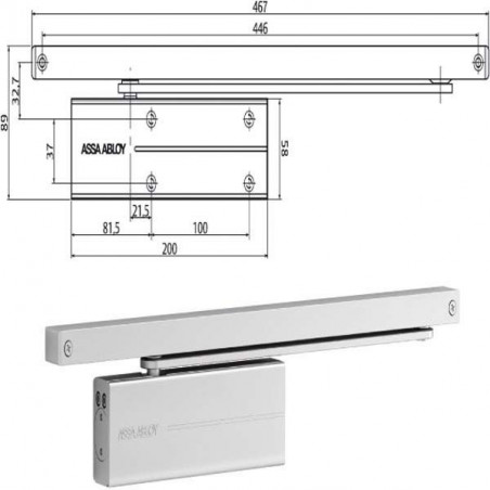 Piastra Chiudiporta Slitta Dc175 Nero Assa Abloy