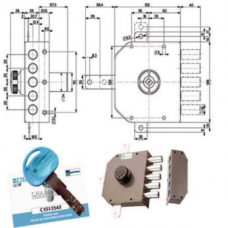 Serratura Sic.Quintupl.Dx Pompa 30641 Mottura