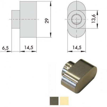 Pomolo Serrature Ovale Ottone Nic. 06355-00-0 Cisa