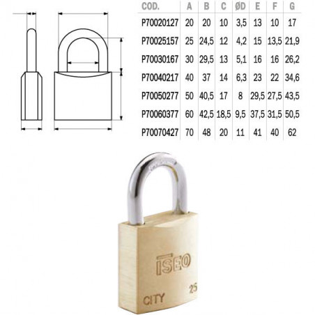 Lucchetto Ottone Mm 25 Ka City Iseo