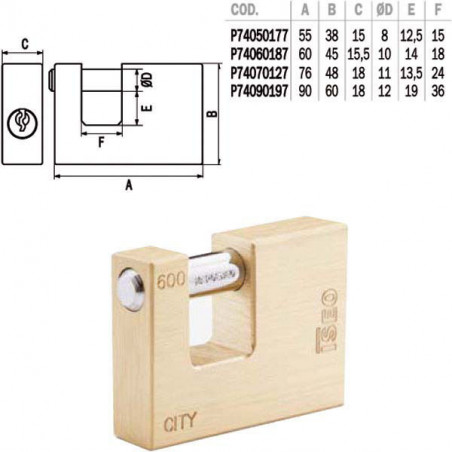 Lucchetto Ottone Mm 70 Serrande City Iseo