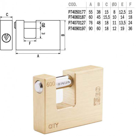 Lucchetto Ottone Mm 55 Serrande Ka City Iseo