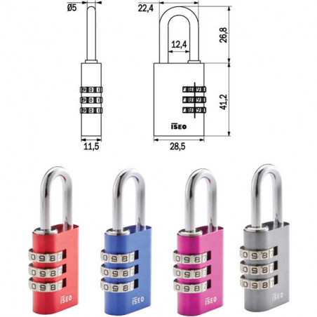 Lucchetto Alluminio Mm 28,5 Combinaz.Viola Iseo