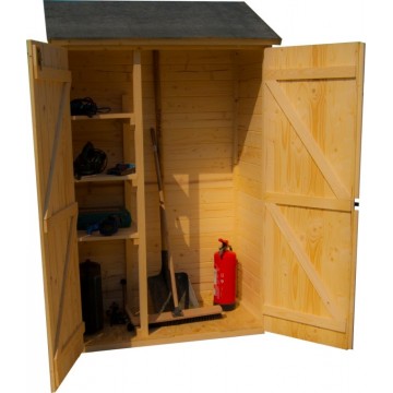 Ripostiglio in legno da giardino con 3 ripiani – 120x60 cm – pannelli 16 mm, pavimento incluso e tetto bitumato – ED1206.01 Foresta
