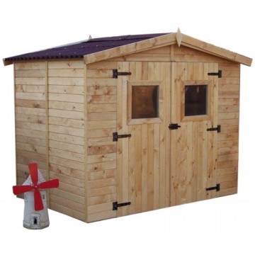 Casetta in legno da giardino con doppia porta – 240x160 cm – pannelli 16 mm, tetto bitumato e pavimento – ED2416.01 Foresta