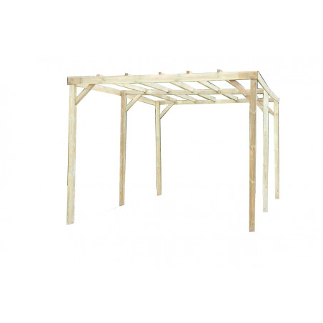 Carport in legno da giardino 300x500 cm – Tettoia auto, pergola con 6 pali – senza copertura – trattato autoclave – CAR3050A2 Foresta
