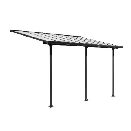 Tettoia addossata in alluminio con tenda 501x307 cm – Pergola con copertura in policarbonato 6 mm anti-UV – Telo ecrù regolabile – TT3050AL+RT Foresta