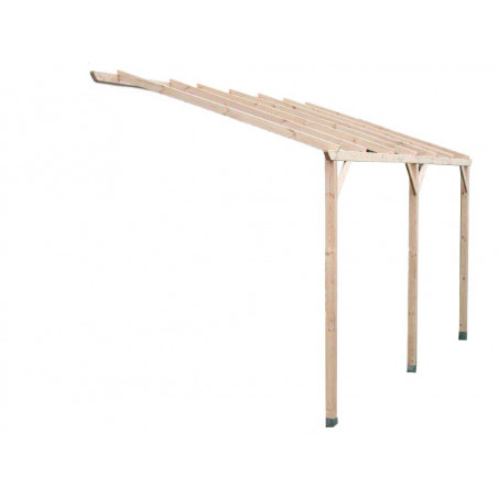 Carport da giardino adossato in legno 300x500 cm – Tettoia auto, pergola con 3 pali – travi da coprire – autoclave – CAR3050AM Foresta