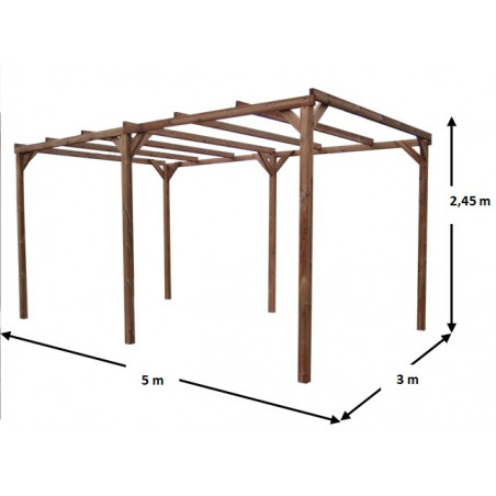 Pergola Thonon in Legno Trattato 296x492 Senza Copertura