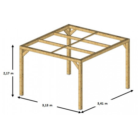 Pergola da giardino in legno 341x313 cm – Tettoia con struttura picea termo-trattata – Copertura 10,68 m² – THO3531 Foresta