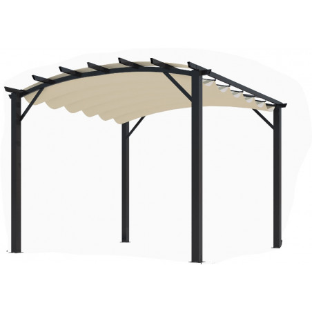 Pergola in Alluminio ad Arco con 7 Lamburde 340x330x240 Colore antracite  e Telo di Copertura