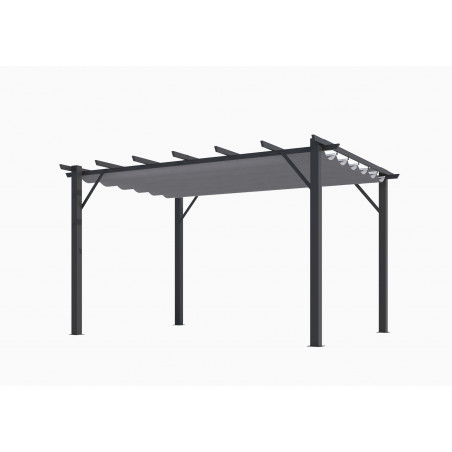 Pergola da giardino in alluminio 400x300 cm con telo scorrevole grigio 280g – tettoia autoportante design moderno – PER4030GN Foresta