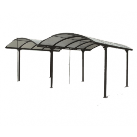 Tettoia doppia per auto da giardino in alluminio 485x590 cm – copertura auto carport con tetto curvo policarbonato 6 mm – CAR6048ALRPT Foresta