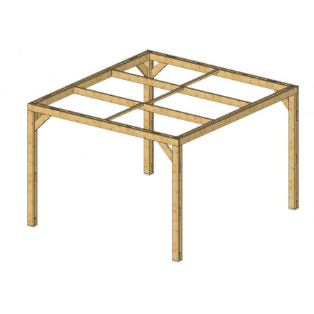 Pergola da giardino in legno 341x313 cm – Tettoia con veneziane orientabili – Trattamento termico 215°C – THO3531T Foresta