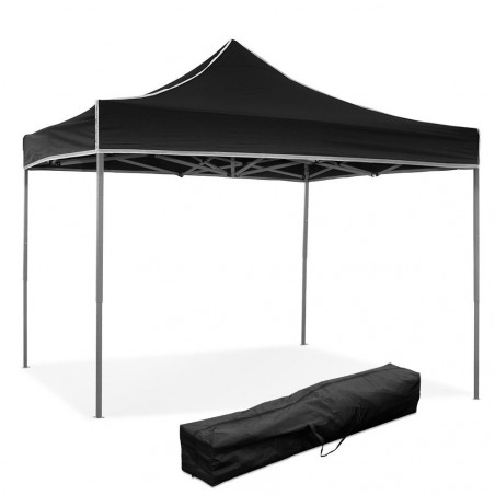 Gazebo Pliant Pliant 3X3 Noir Recouvert en Pvc Imperméable