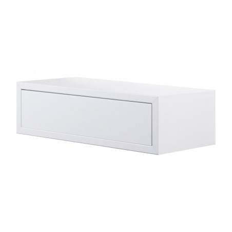 Mensola da Muro con Cassetto, Comodino Sospeso, Mensola da Parete, Bianco, 45x13,4 p20 cm - Legolo