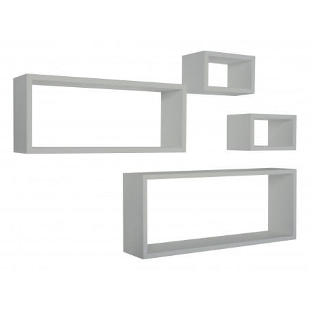 Set 4 Mensole da Muro, Pensile Bagno, Mensola Parete, Scaffale Parete, Grigio Sasso, 75x30 p15,5 cm, 60x25 p15,5 cm e 2 da 25x15 p15,5 cm - Merlino