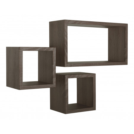 Tris Mensole tribu' Noce 44x24, 2 cubi da 20x20 - Sanitec