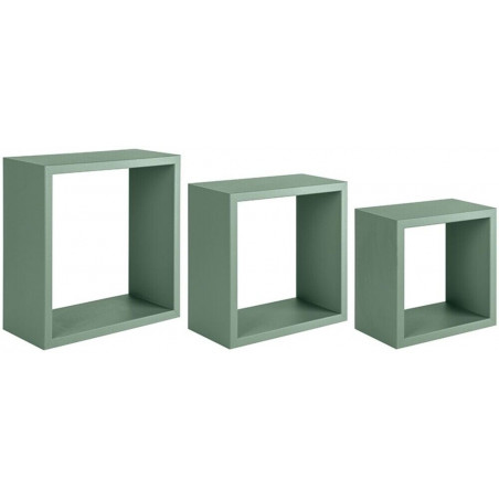 Set di 3 Mensole da Muro, Cubi Arredo, Mensole Cubo, Cubi da Parete, Verde Acqua Marina, 35x35, 30x30 e 25x25 p15,5 cm - Incubo
