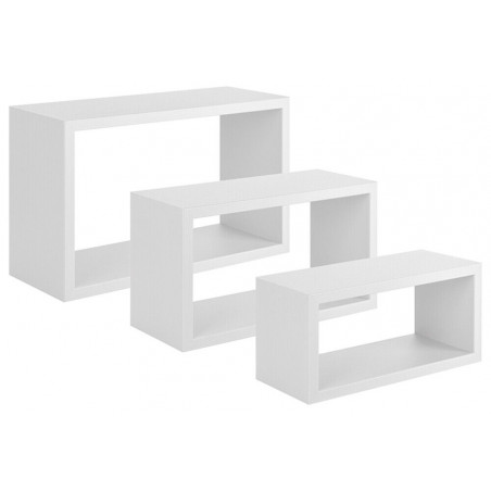 Set di 3 Mensole da Muro, Libreria Sospesa, Libreria Parete, Scaffale Parete, Bianco, 45x27 p15,5 cm, 40x22 p15,5 cm e 35x17 p15,5 cm - Trittico