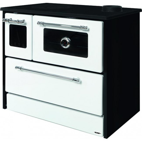 Cucina blinky a legna con forno, giusy porta vetro, bianca