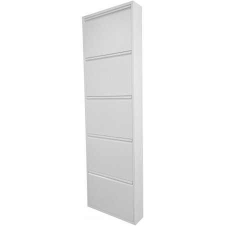 Scarpiera Salvaspazio a 5 Ante in Metallo Bianco 50x169x15 cm – Fino a 10 Paia di Scarpe – Slim e Resistente – Evergreen-House