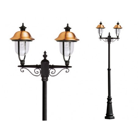 Lampione Apollo 2 Luci su Palo – Alluminio Ramato, Estensibile 252 cm, Esterni – GDLC