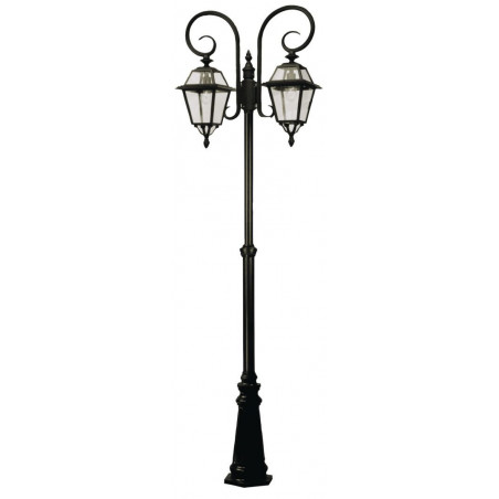 Lampione Ermes 2 Luci su Palo – Alluminio Nero, H263 cm, IP44, Esterni – GDLC