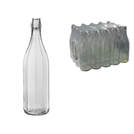 Bottiglie in vetro costolata 1 litro – Confezione 20 pezzi – Per acqua e bevande