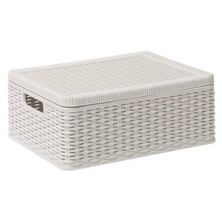 Contenitore multiuso Decora M – 38x30x15 cm – Effetto rattan bianco