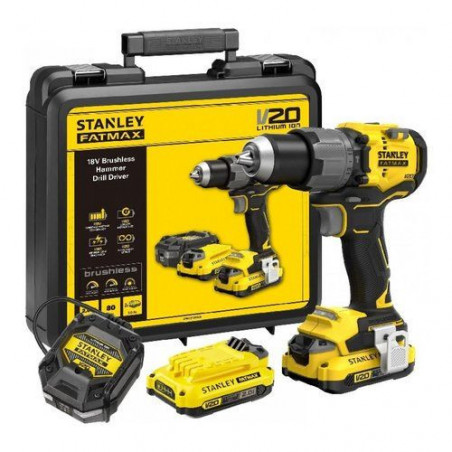 Trapano avvitatore a percussione 18V Stanley FatMax V20 – 2 batterie 2Ah – Brushless